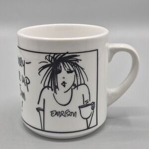 Vintage 1989 Emerson Collectible Coffee Cup Mug Listen Honey Wake Me When thin‎
